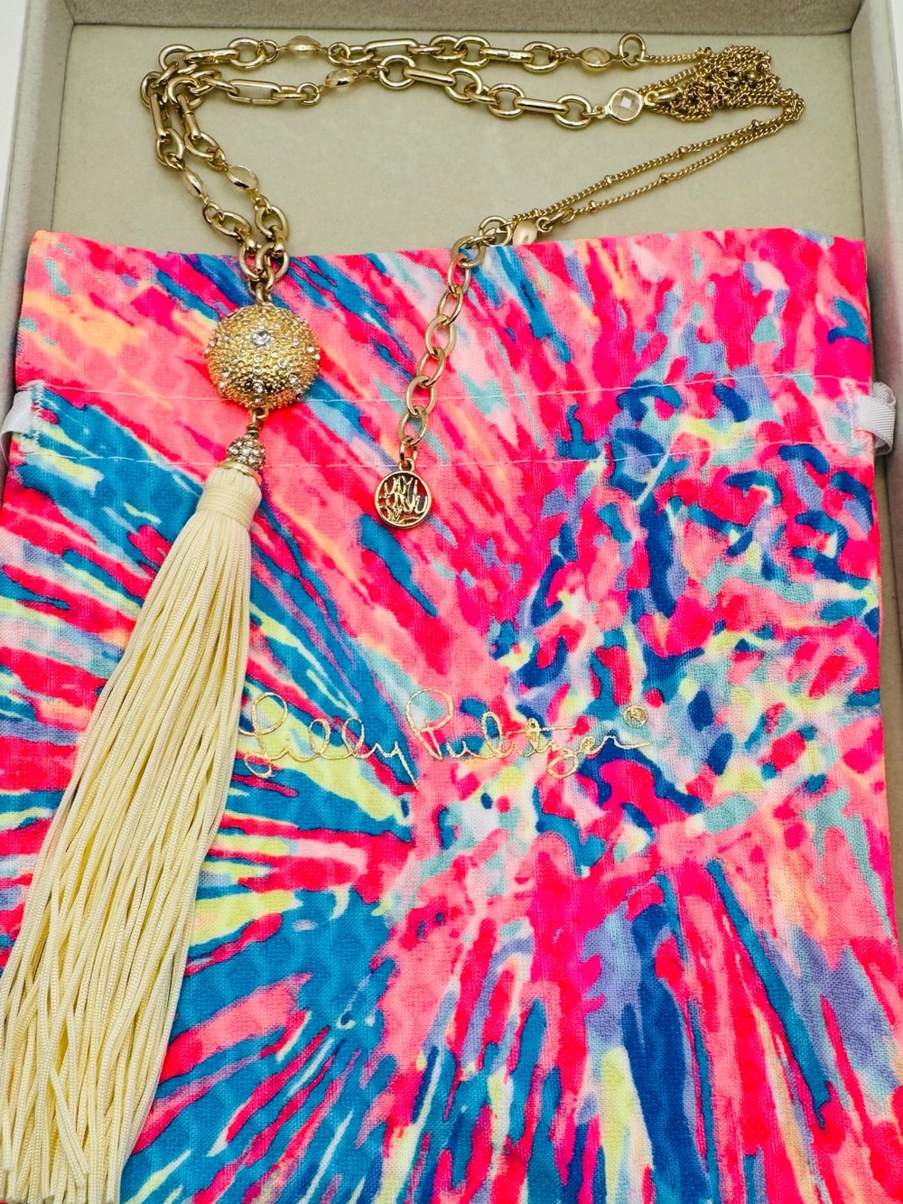 Lilly Pulitzer Sand Dune Tassel Necklace NWOT